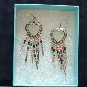 Heart-Shaped Multicolor Dangle Earrings